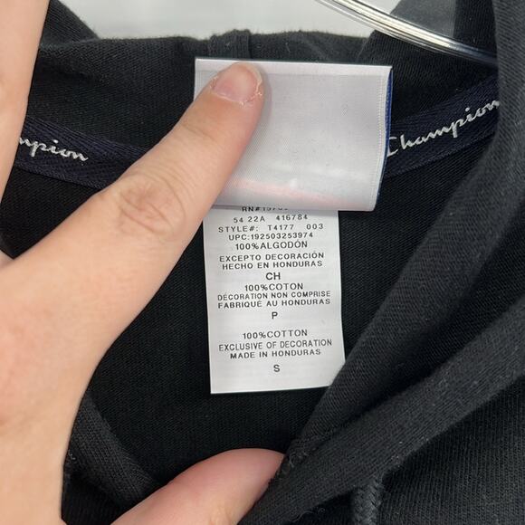 Champion Men's Long Sleeve lightweight hoodie - Black/White - Small - NWT - Picture 4 of 5